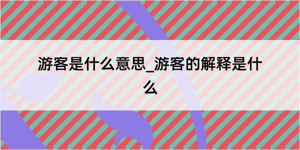 游客是什么意思_游客的解释是什么