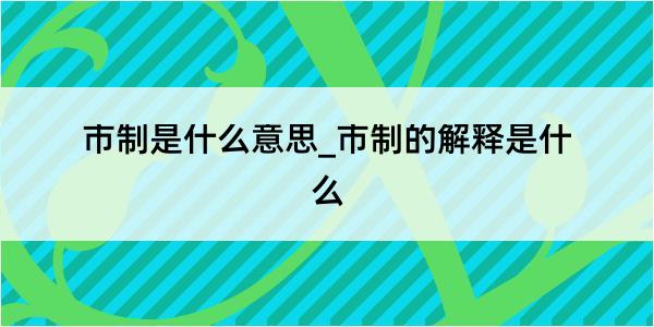 市制是什么意思_市制的解释是什么