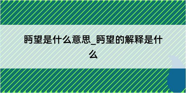 眄望是什么意思_眄望的解释是什么