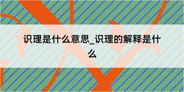 识理是什么意思_识理的解释是什么