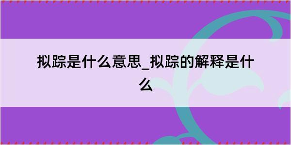 拟踪是什么意思_拟踪的解释是什么