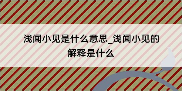 浅闻小见是什么意思_浅闻小见的解释是什么