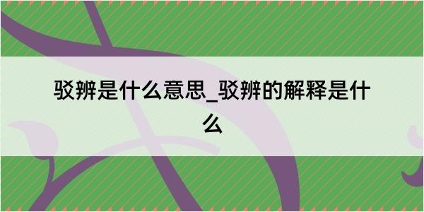 驳辨是什么意思_驳辨的解释是什么