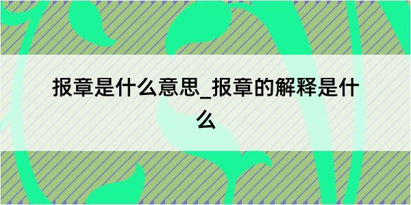 报章是什么意思_报章的解释是什么