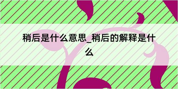 稍后是什么意思_稍后的解释是什么