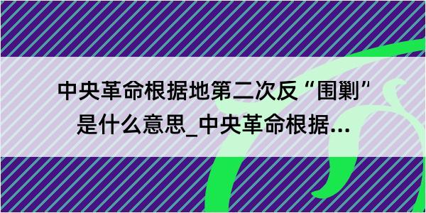 中央革命根据地第二次反“围剿”是什么意思_中央革命根据地第二次反“围剿”的解释是什么