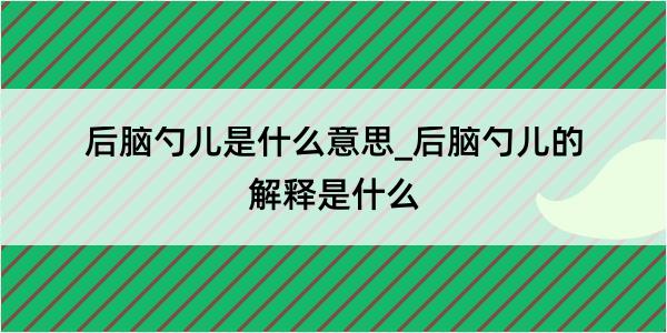 后脑勺儿是什么意思_后脑勺儿的解释是什么