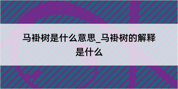 马褂树是什么意思_马褂树的解释是什么