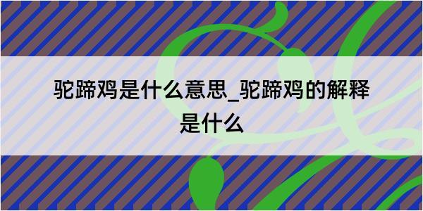 驼蹄鸡是什么意思_驼蹄鸡的解释是什么