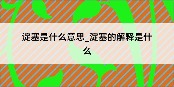 淀塞是什么意思_淀塞的解释是什么