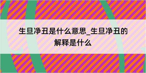 生旦净丑是什么意思_生旦净丑的解释是什么