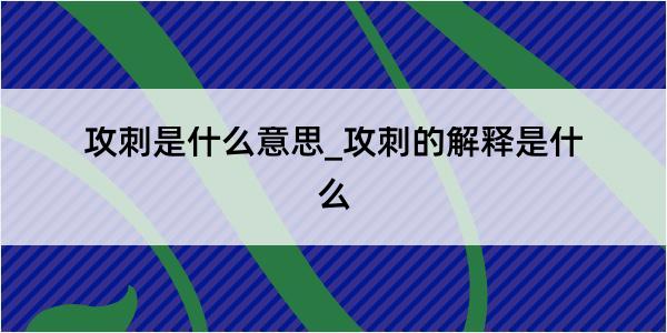 攻刺是什么意思_攻刺的解释是什么