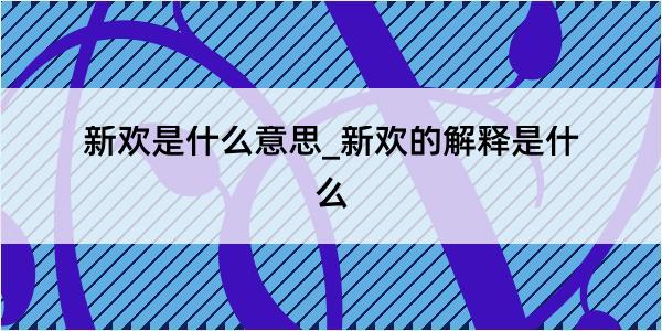 新欢是什么意思_新欢的解释是什么