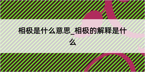 相极是什么意思_相极的解释是什么