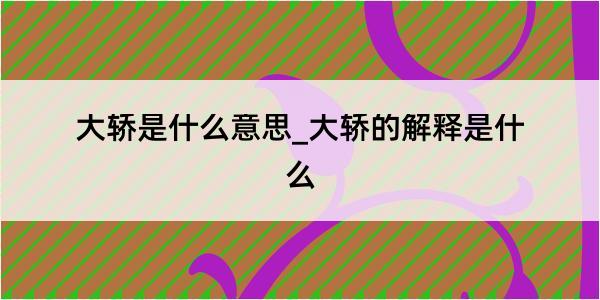 大轿是什么意思_大轿的解释是什么