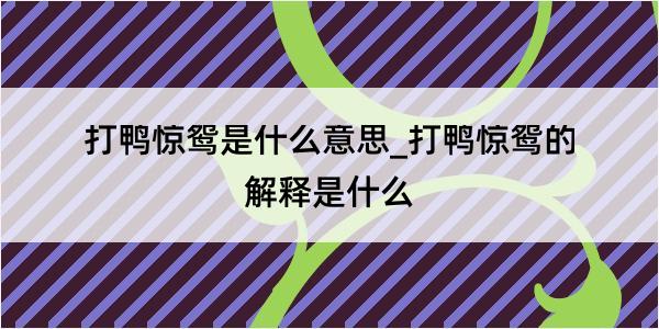 打鸭惊鸳是什么意思_打鸭惊鸳的解释是什么