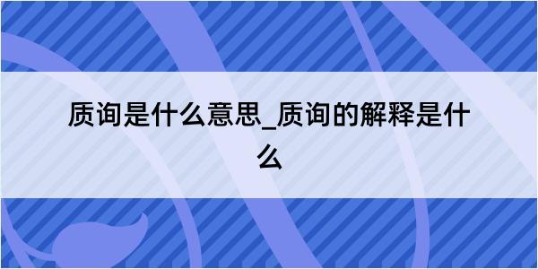 质询是什么意思_质询的解释是什么