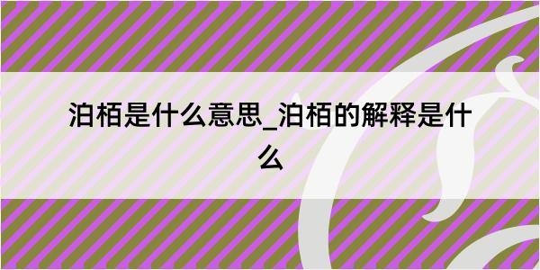 泊栢是什么意思_泊栢的解释是什么