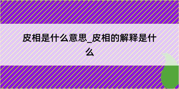 皮相是什么意思_皮相的解释是什么