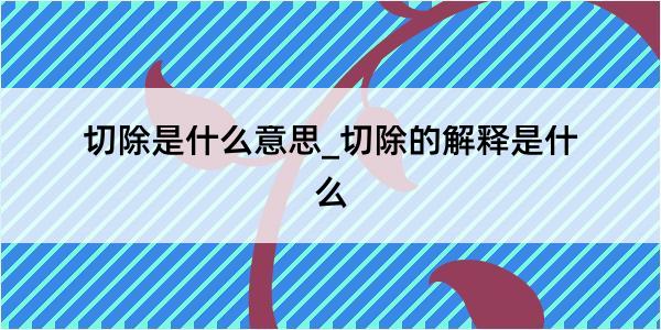 切除是什么意思_切除的解释是什么