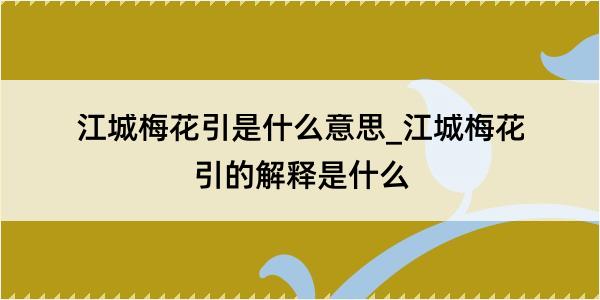 江城梅花引是什么意思_江城梅花引的解释是什么