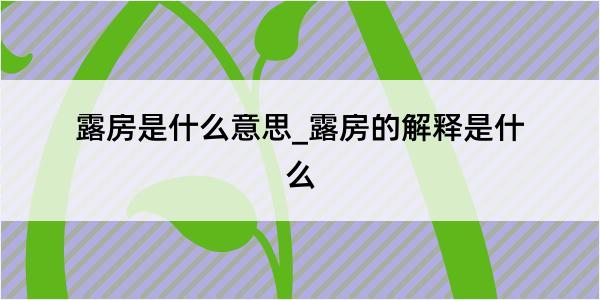 露房是什么意思_露房的解释是什么