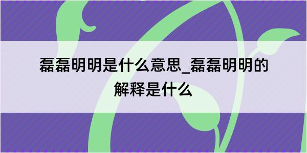 磊磊明明是什么意思_磊磊明明的解释是什么