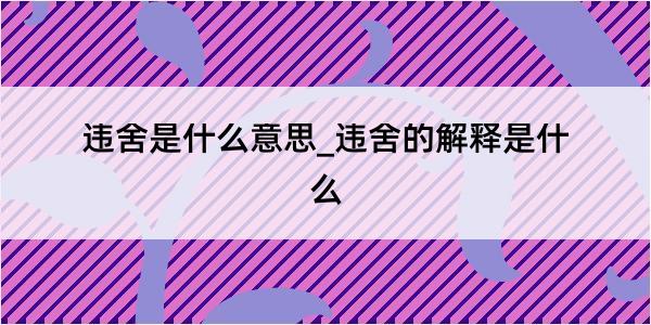 违舍是什么意思_违舍的解释是什么