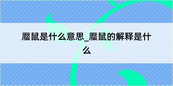 蟨鼠是什么意思_蟨鼠的解释是什么