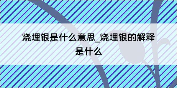 烧埋银是什么意思_烧埋银的解释是什么