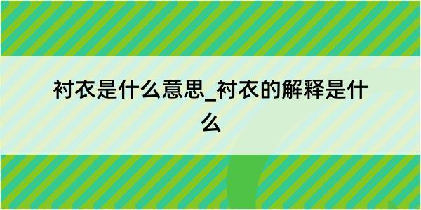 衬衣是什么意思_衬衣的解释是什么