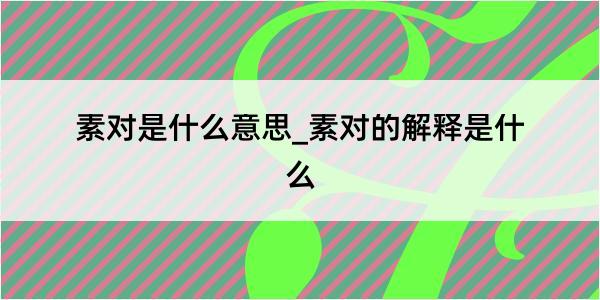 素对是什么意思_素对的解释是什么