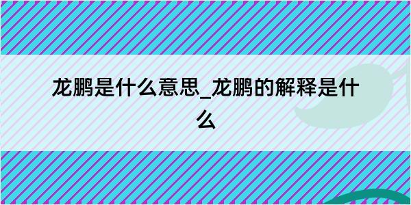 龙鹏是什么意思_龙鹏的解释是什么