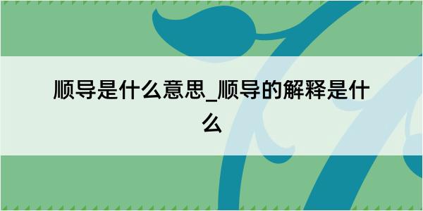 顺导是什么意思_顺导的解释是什么