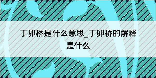 丁卯桥是什么意思_丁卯桥的解释是什么