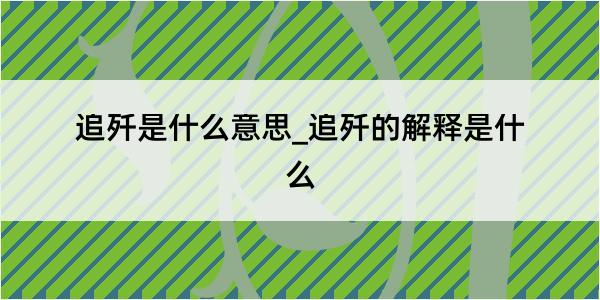 追歼是什么意思_追歼的解释是什么