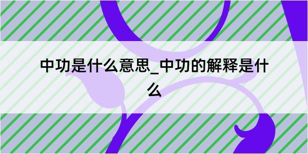 中功是什么意思_中功的解释是什么