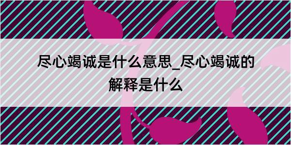 尽心竭诚是什么意思_尽心竭诚的解释是什么