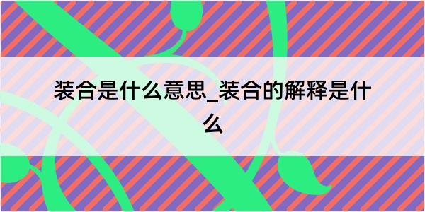 装合是什么意思_装合的解释是什么