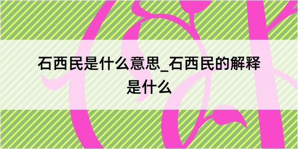 石西民是什么意思_石西民的解释是什么