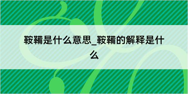 鞍鞴是什么意思_鞍鞴的解释是什么