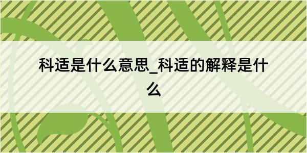 科适是什么意思_科适的解释是什么