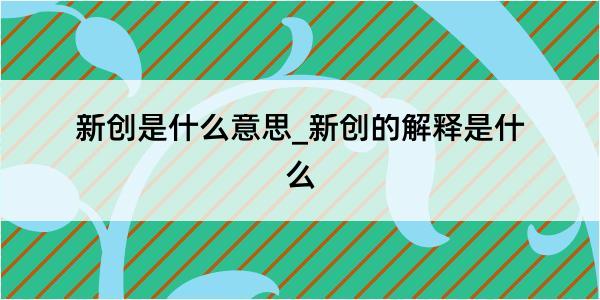 新创是什么意思_新创的解释是什么