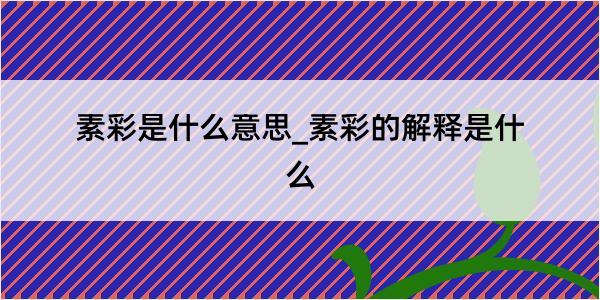 素彩是什么意思_素彩的解释是什么