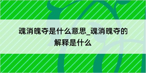 魂消魄夺是什么意思_魂消魄夺的解释是什么