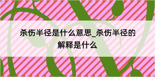 杀伤半径是什么意思_杀伤半径的解释是什么