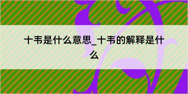 十韦是什么意思_十韦的解释是什么