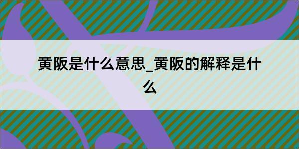 黄阪是什么意思_黄阪的解释是什么