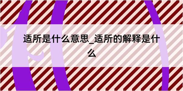 适所是什么意思_适所的解释是什么