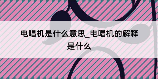 电唱机是什么意思_电唱机的解释是什么